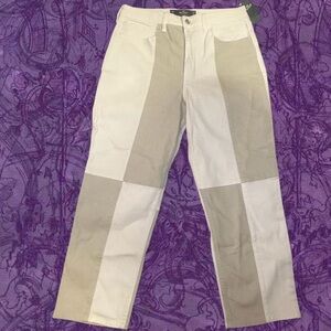 Hollister Cream and White High-Rise Pants